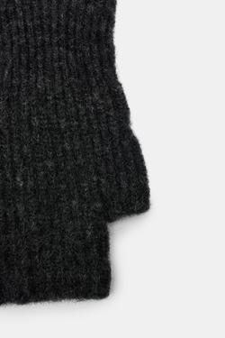 ZARA КОРОТКИЕ ТРИКОТАЖНЫЕ МИТЕНКИ, АНТРАЦИТОВО-СЕРЫЙ