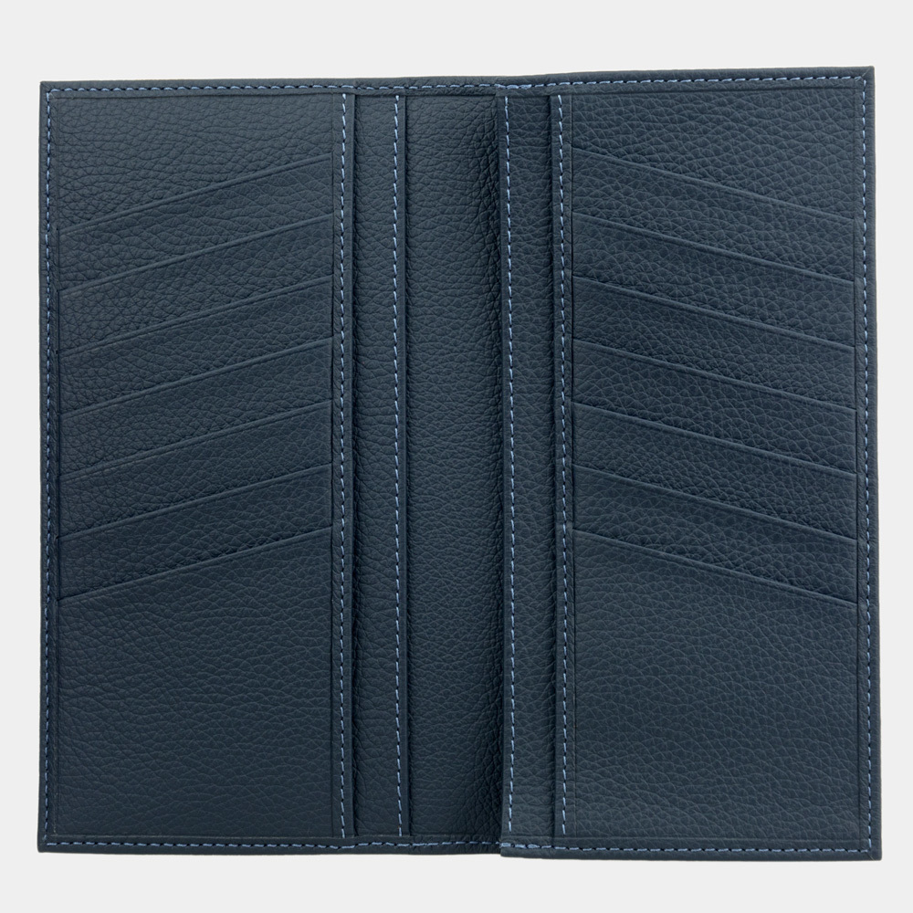 Мужской кожаный кошелек, теленок синего цвета