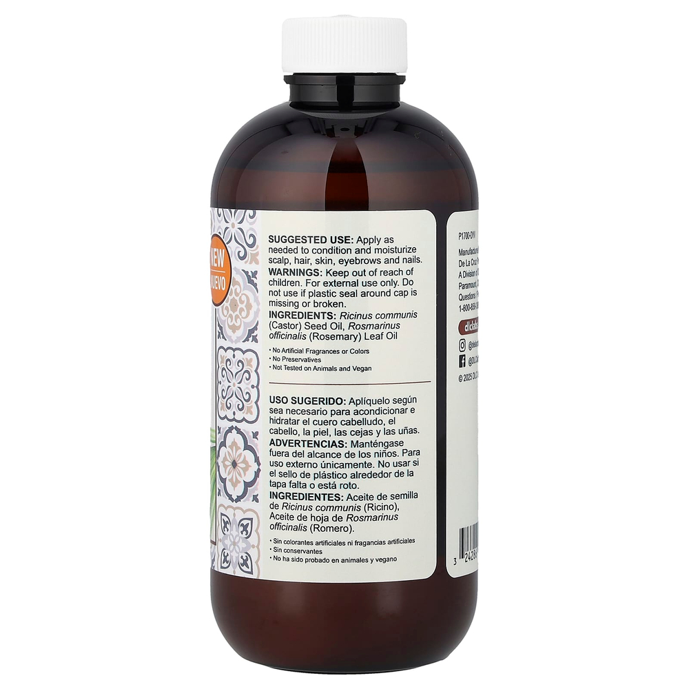 De La Cruz, масло для волос и кожи, касторовое масло с розмарином, 236 мл (8 жидк. унций)