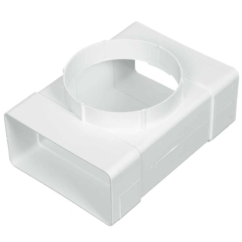 Тройник вентиляционный пластик, d100 мм, плоск+кругл, d120 мм, 60 мм, Эвент, 60120ТФ100П