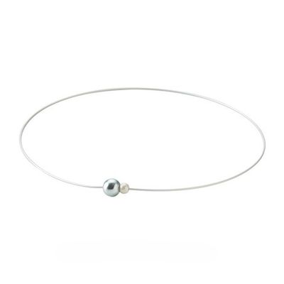 Ожерелье PHITEN RAKUWA NECKLACE WIRE EXTREME MIRROR BALL TWIN жемчужно-голубое