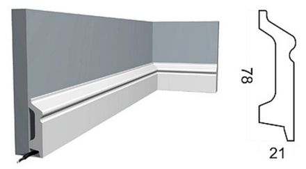 Плинтус Контур под покраску, 78x21 мм