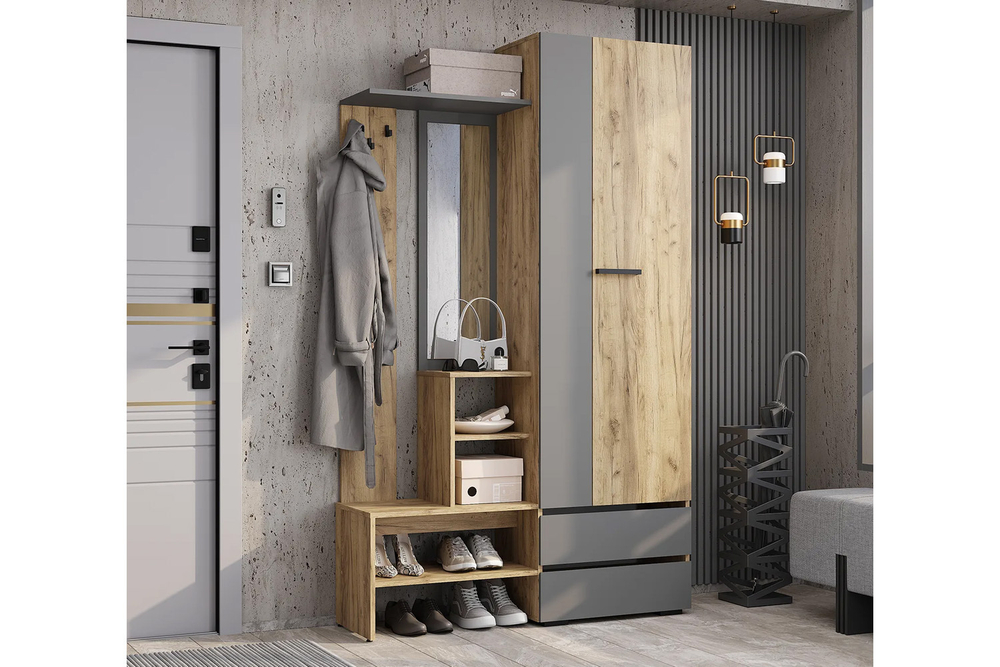 Прихожая Твист ПР-04, Крафт, Графит