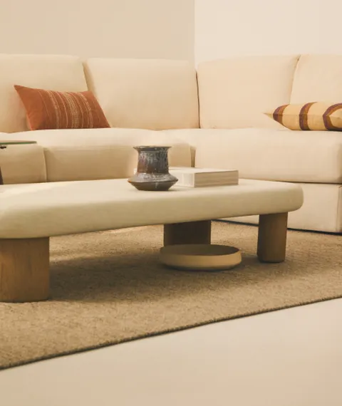 Alea 5-местный модульный угловой диван со съемным чехлом из шенилла цвета экрю 310 x 310 см