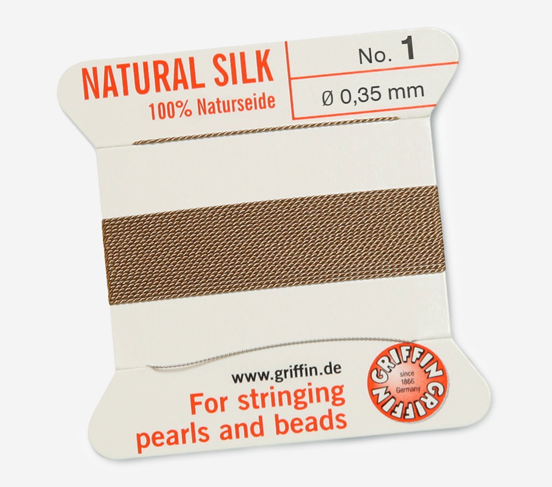 Griffin Natural Silk No1 0.35мм, с иглой, два метра, кофе с молоком