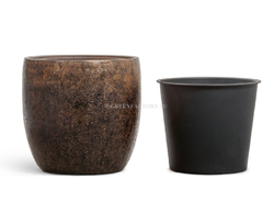 Кашпо TREEZ Effectory - Metal - Конус-чаша - Rough с золотой патиной