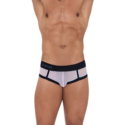 Мужские трусы брифы белые с черной резинкой Clever Moda CULT BRIEF 123701
