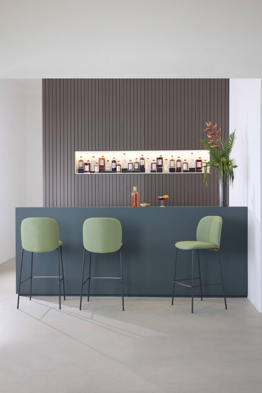 Стул барный с обивкой Scab Design Mentha Pop, антрацит, зеленый