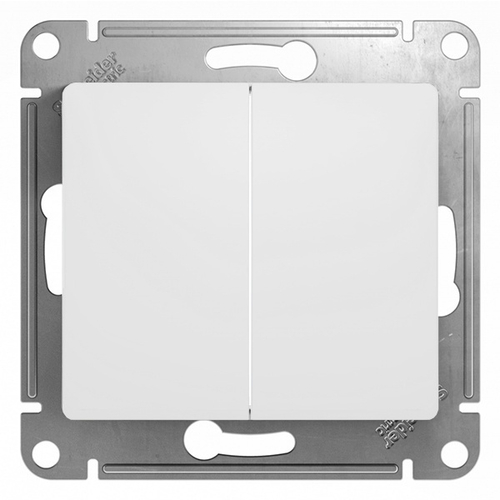 Двухклавишный выключатель 10А механизм SE Glossa, белый GSL000151