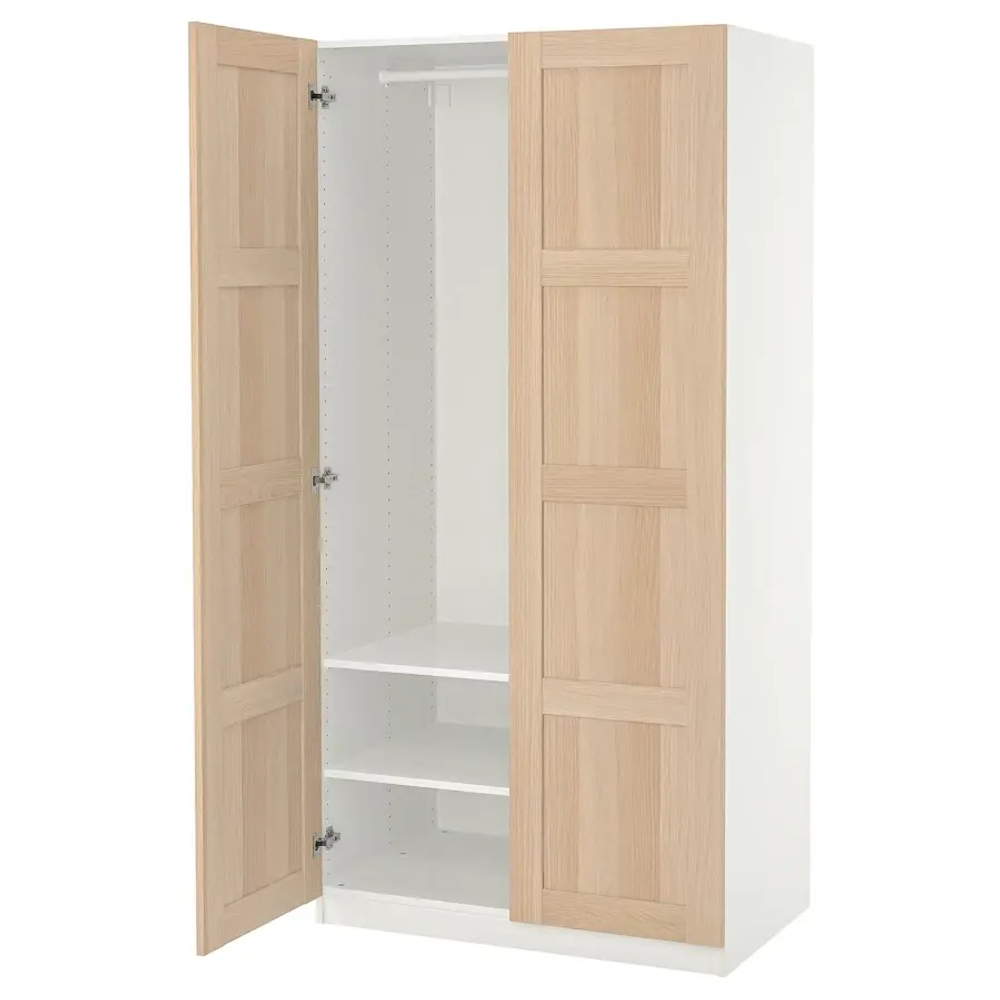 Платяной шкаф - IKEA PAX/BERGSBO/ ПАКС/БЕРГСБУ ИКЕА, 100x60x201 см, белый/под беленый дуб