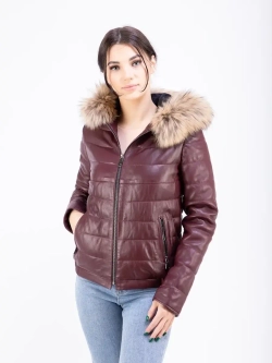 Куртка женская из натуральной кожи с капюшоном Турция
