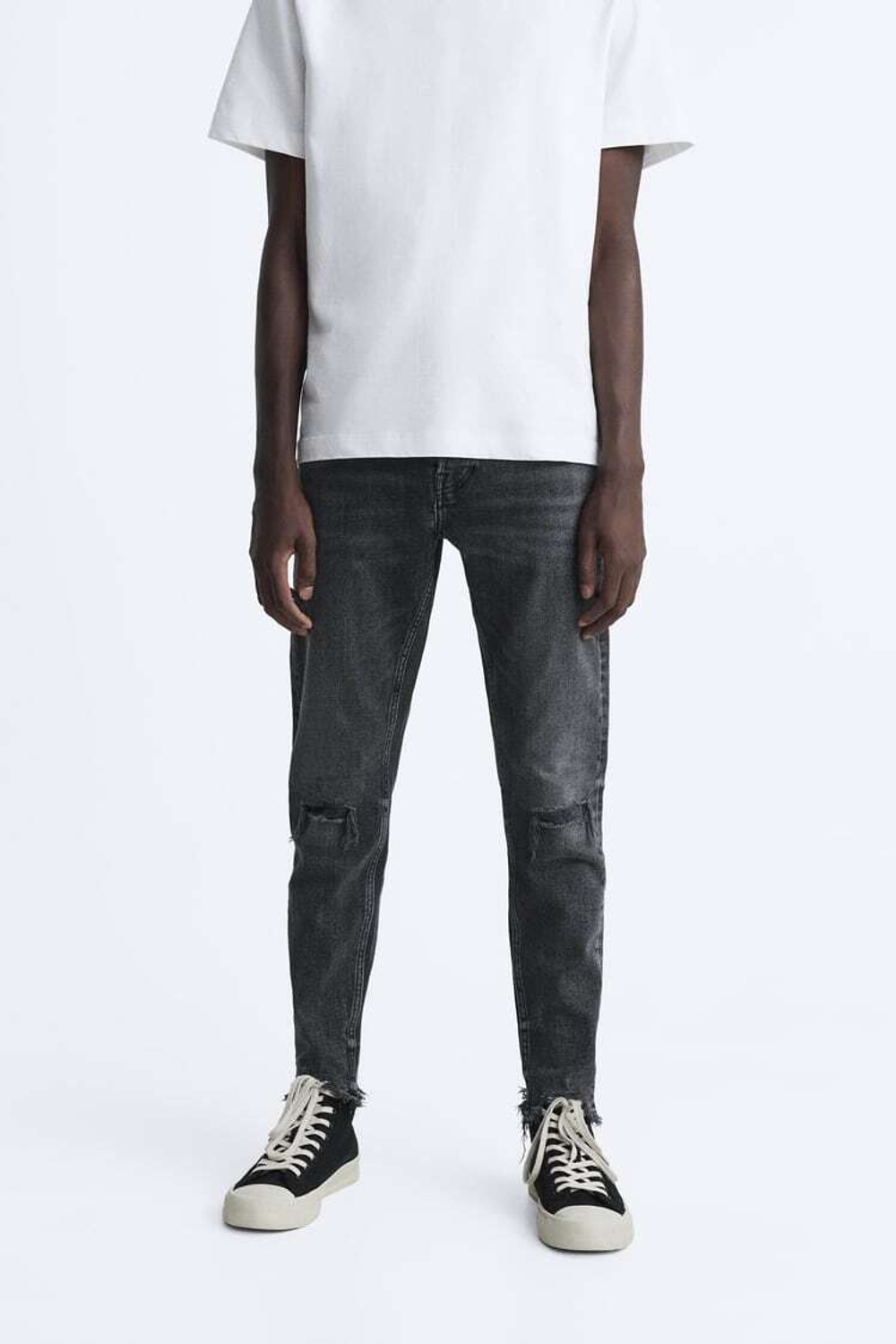 ZARA ДЖИНСЫ SKINNY С РАЗРЕЗАМИ, УГОЛЬНЫЙ