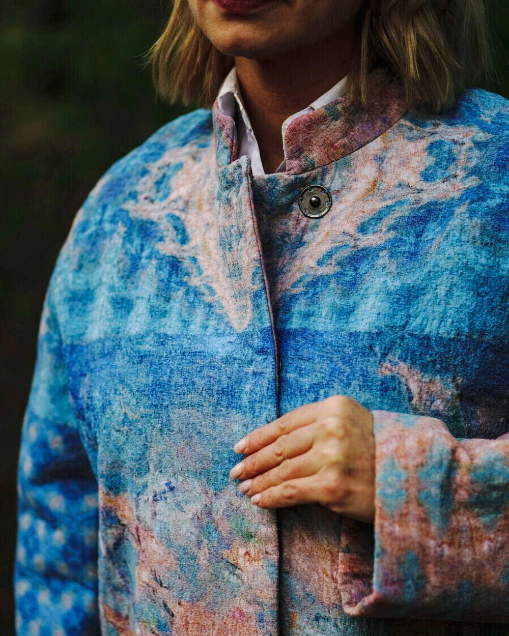 Пальто "Весна", по мотивам пейзажа «Весна в Крыму» русского живописца Роберта Фалька