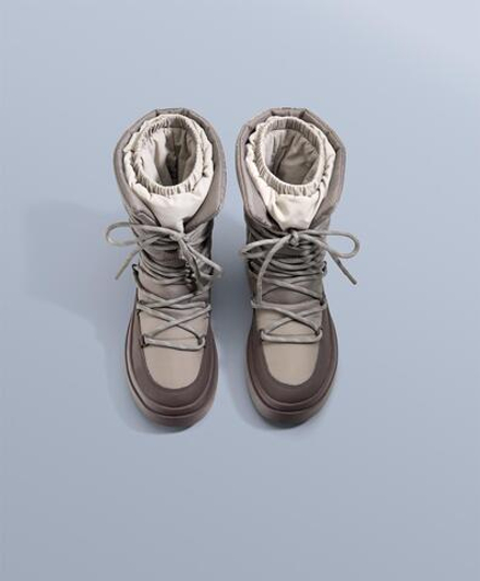 OYSHO Комбинированные ботинки на шнуровке, коричневый