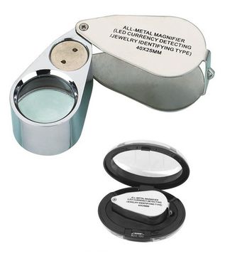 Лупа ювелирная 40х-25мм с подсветкой (2 LED) MG9890