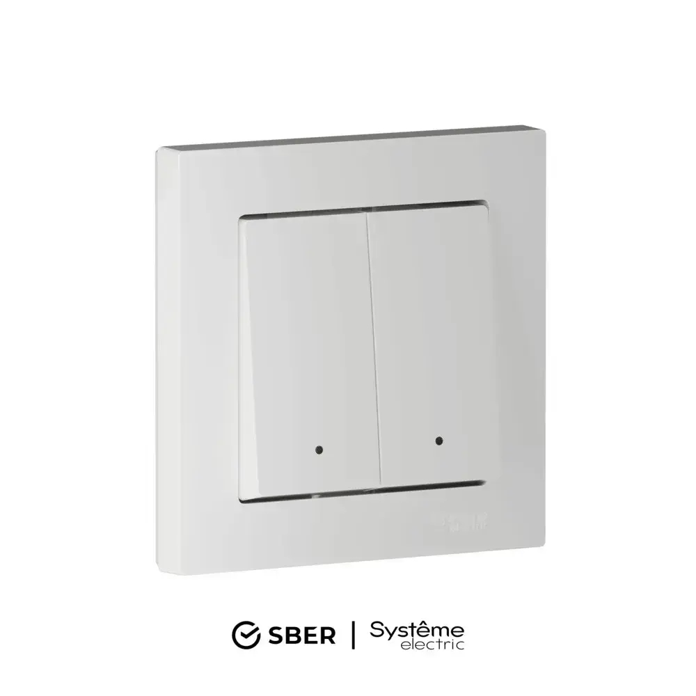 ATLASDESIGN SMART 2-кл. ВЫКЛЮЧАТЕЛЬ с подсв., Zigbee, сх.5, L+N, 10А, мех., БЕЛЫЙ