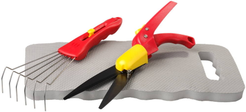 Набор GRINDA садовый, 3 предмета: ножницы для стрижки травы, подколенник, грабельки