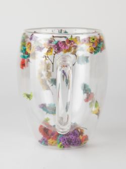 Кружка с двойными стенками и декором внутри v=350мл (боросиликатное стекло) (подарочная упаковка)