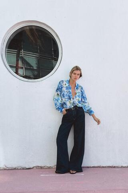 ZARA РУБАШКА ИЗ ТКАНИ С ЦВЕТОЧНЫМ ПРИНТОМ, РАЗНОЦВЕТНЫЙ