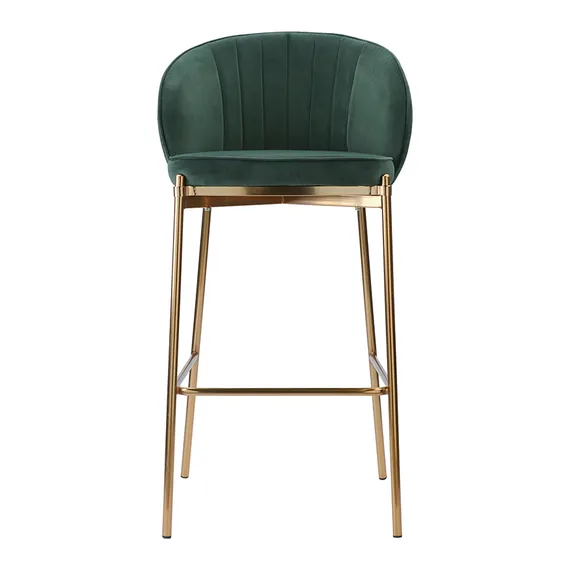 Барный Coral, темно-зеленый велюр с золотыми ножками