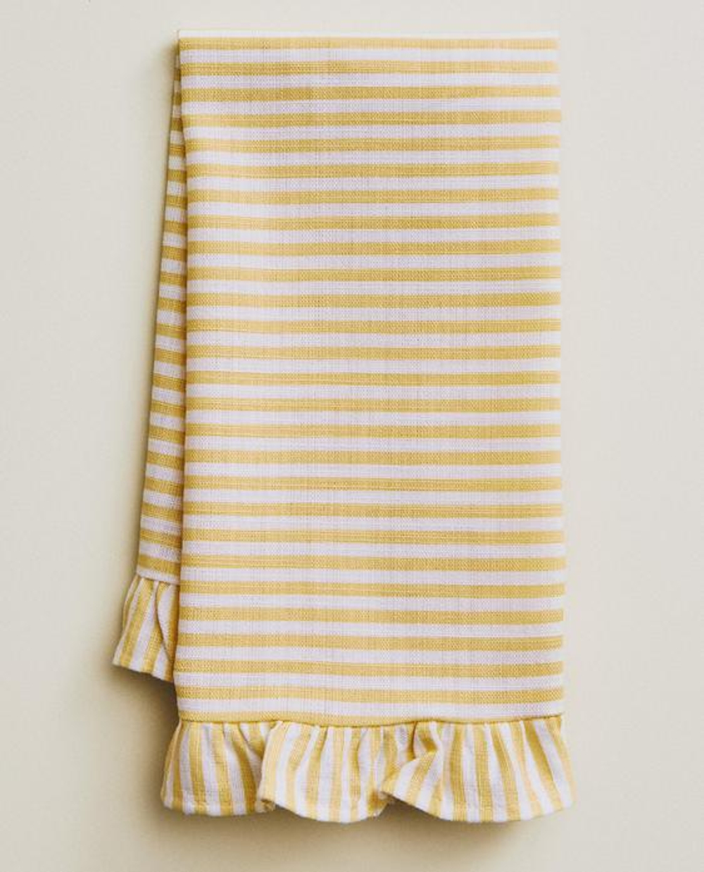 ZARA HOME ХЛОПКОВЫЕ САЛФЕТКИ С ВОЛАНАМИ (2 ШТ.), ЖЕЛТЫЙ