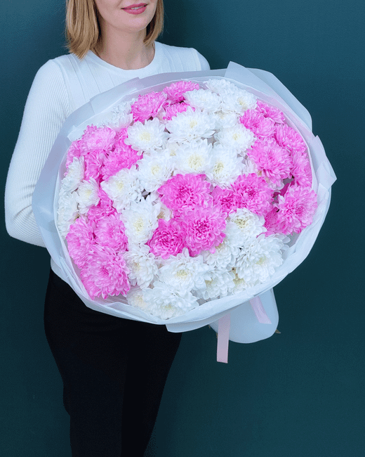 Хризантема кустовая белая и розовая,15шт(00442)