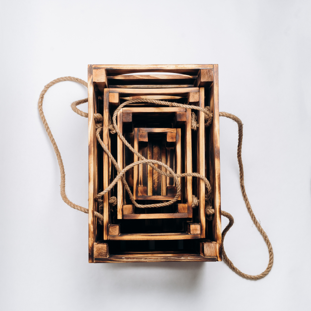 Набор деревянных подарочных декоративных коробок, ящиков для хранения из кедра 4 штуки. PK37