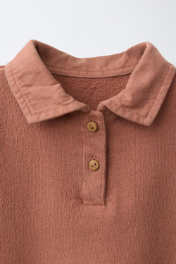 ZARA БОДИ С ВОРОТНИКОМ ПОЛО, ТЕМНЫЙ ЧЕРЕПИЧНЫЙ