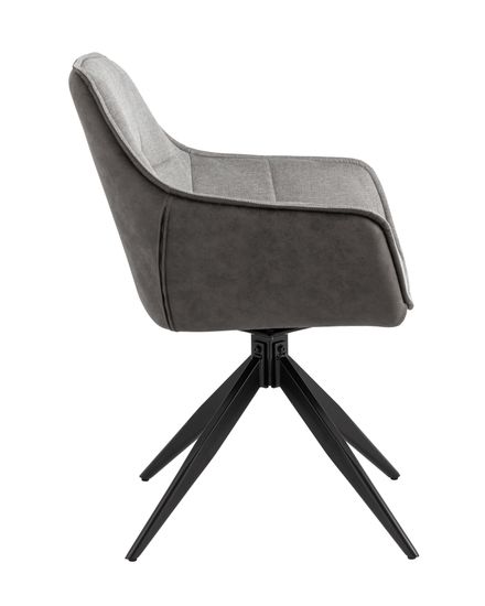 Стул мягкий обеденный с подлокотниками Helm серый спинка экокожа