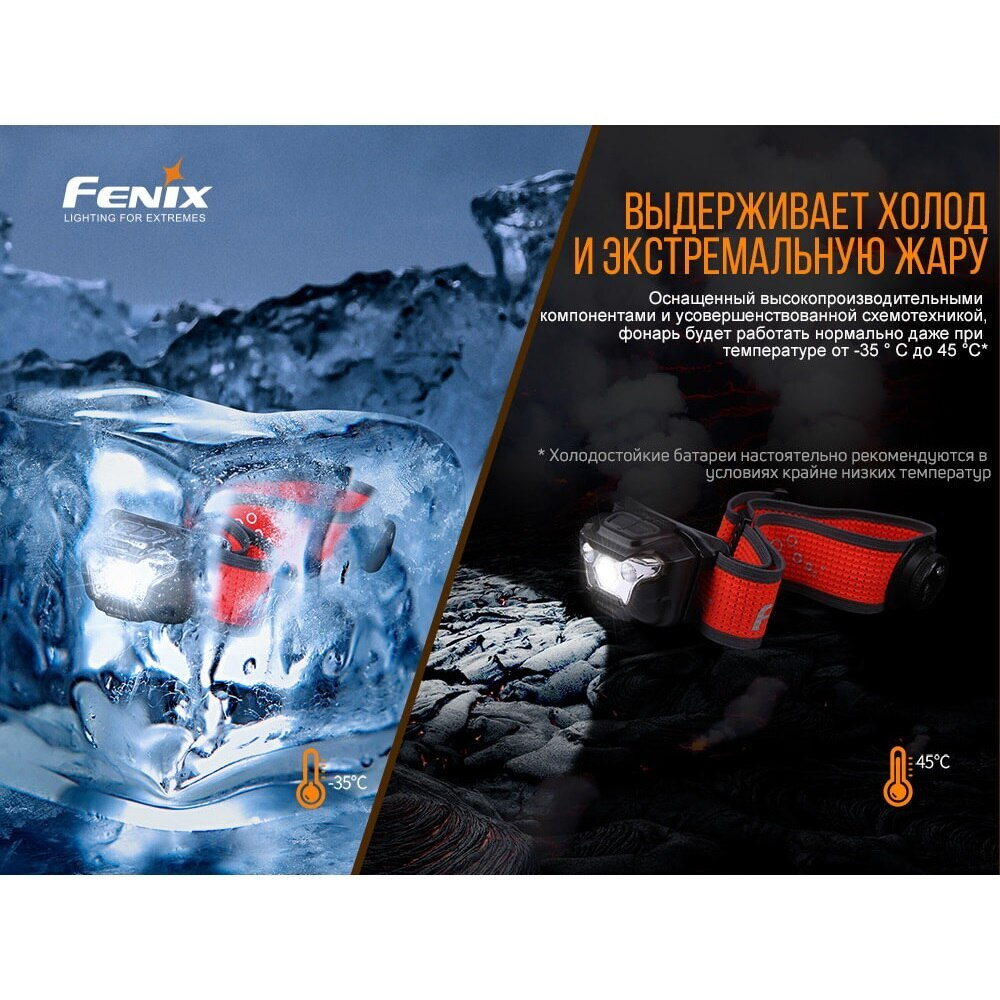 Налобный фонарь Fenix HL18RT до 500 люмен до 300 часов Встроенный аккумулятор или 3 x AAA