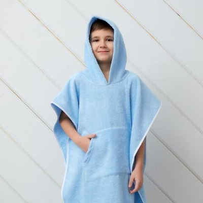 Полотенце-пончо "Гномик", голубой, р. 24-32, 100 % хлопок, 6963377 (Крошка Я)
