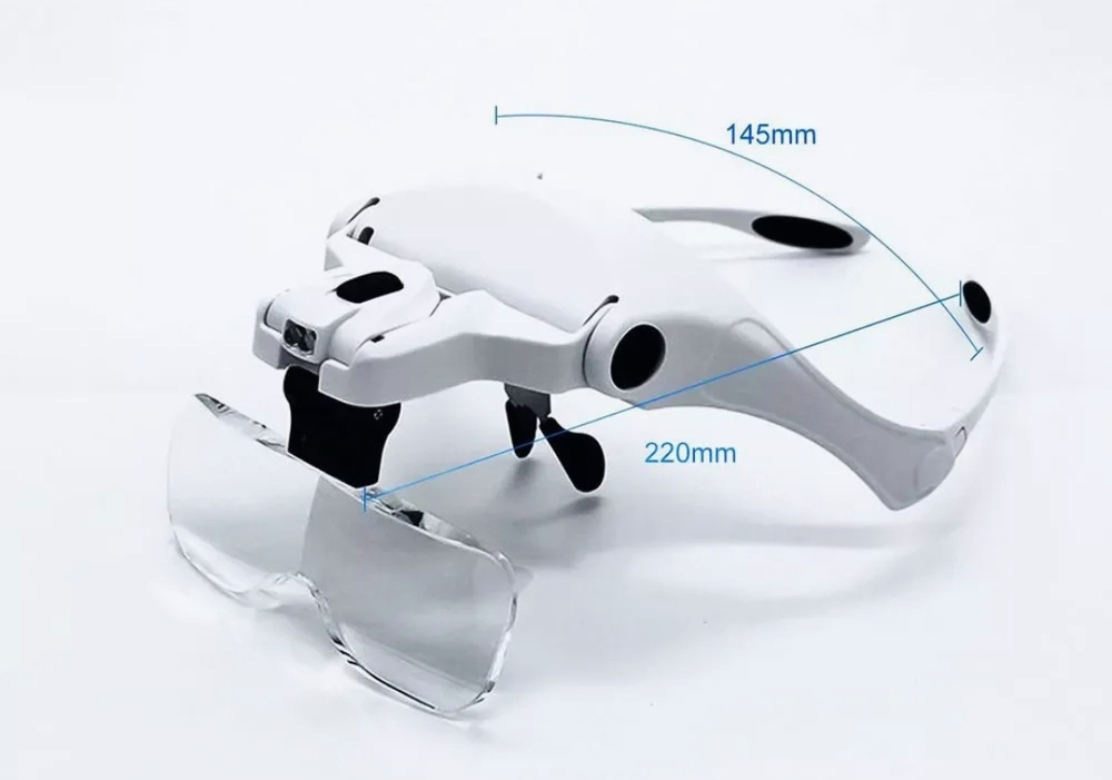 Лупа-очки налобная бинокулярная 3.5x (очки), с подсветкой (2 LED)