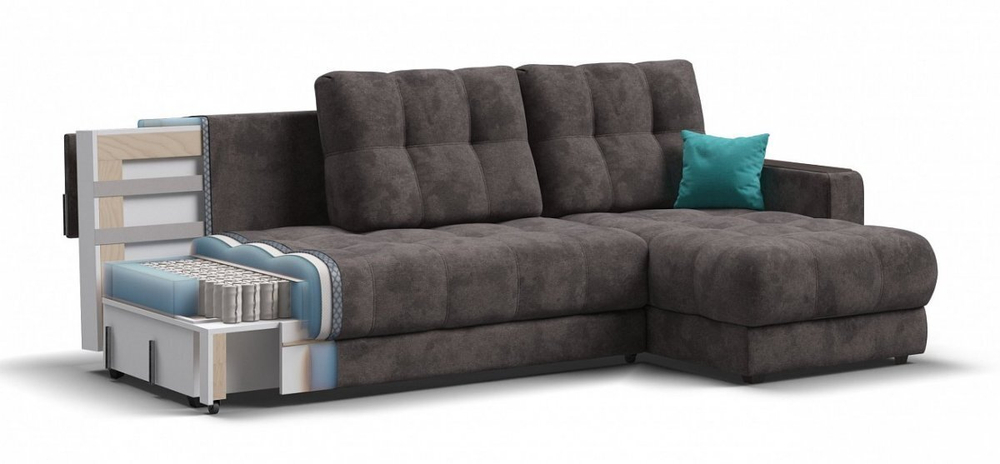 Угловой диван Босс Классик Велюр Алькантара серый