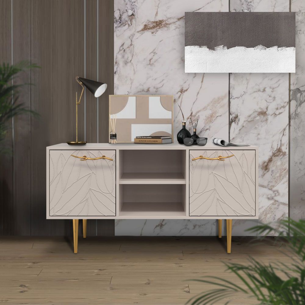 Тумба под ТВ Арт Колор leaves 117см Стайл Голд Серый агат