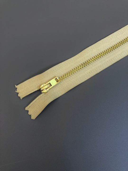 Молния метал, 16см №4,5 не разъем джинс беж/золото