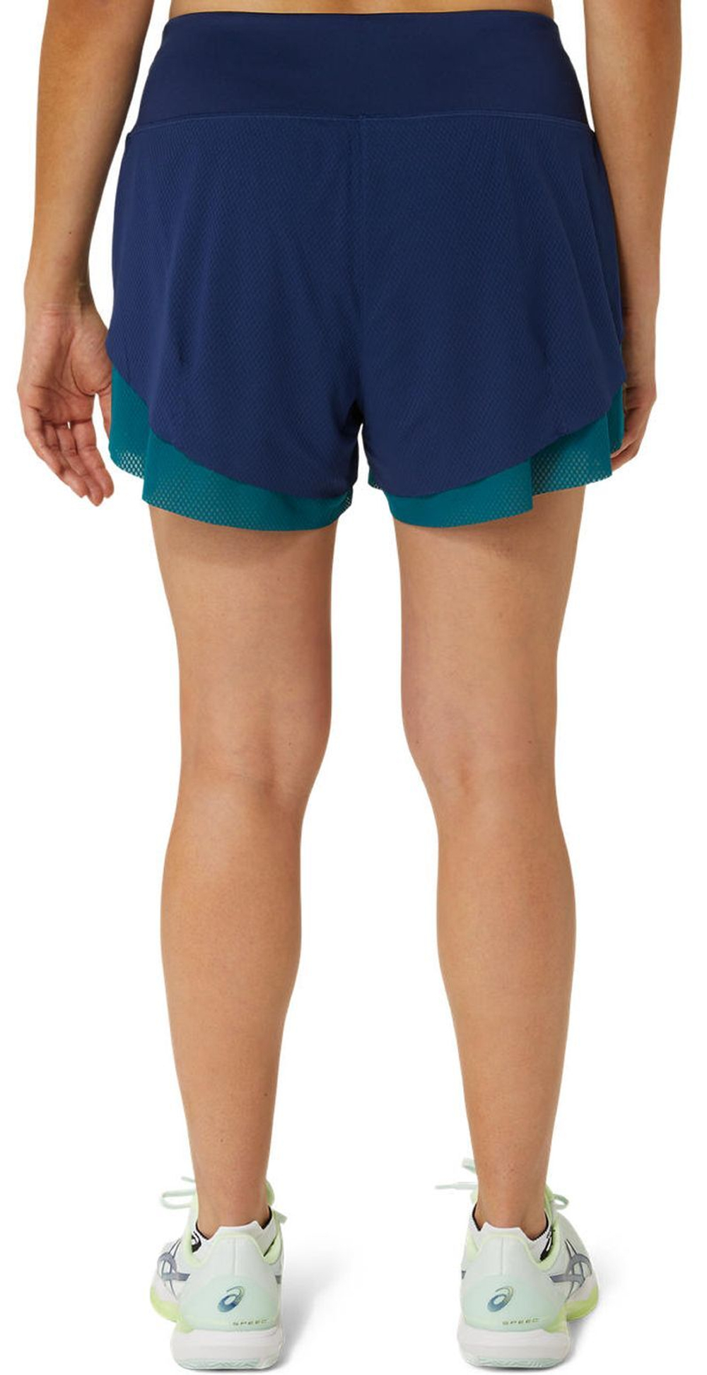 Женские шорты теннисные Asics Nagino Tennis 3.5 In 2-N-1 Layer Short - синий простор/насыщенный бирюзовый