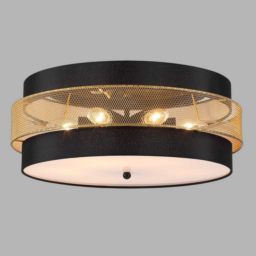 8003/6C MODERNI LN25 161 черный/черный, золотой металл/металл, текстиль Потолочный светильник Е27 6*60W 220V ANIMAISA