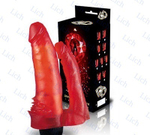 Двойной красный гелевый вибромассажер, 12 см.