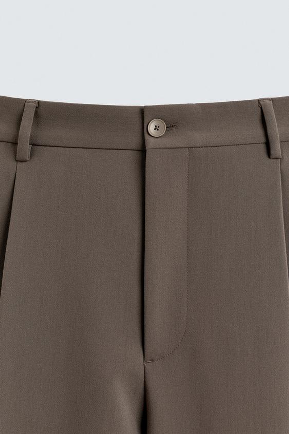 ZARA БРЮКИ RELAXED FIT СО СКЛАДКАМИ, СЕРО-КОРИЧНЕВЫЙ