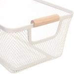 Корзина для хранения металлическая с деревянными ручками «ФАРГО», цвет белый, 20*13*31,5см (лейбл Селфи)