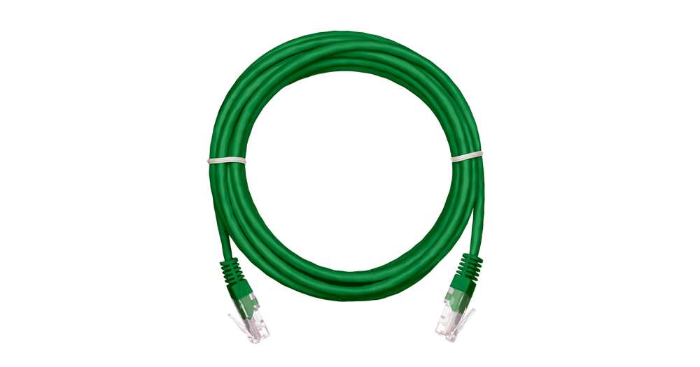 Коммутационный шнур NETLAN U/UTP 4 пары, Кат.5е, 2хRJ45/8P8C, многожильный, (медь), PVC, зеленый, 1м