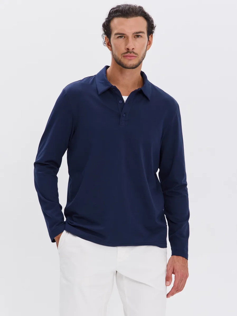 Повседневный базовый лонгслив поло