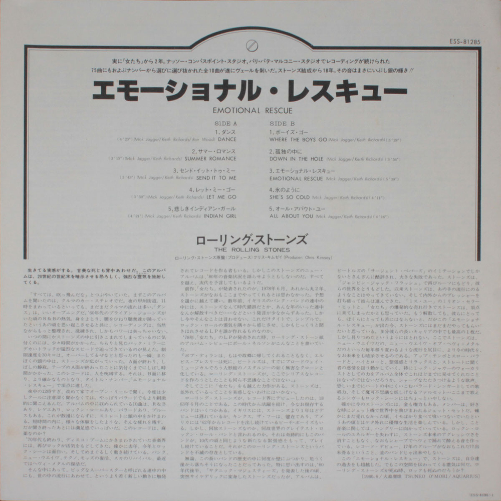 The Rolling Stones / Emotional Rescue (LP)