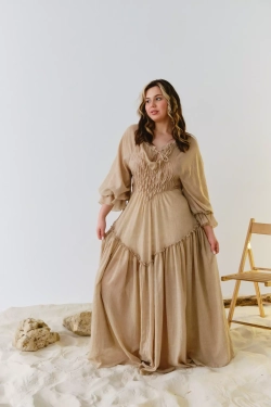 Туника макси бежевая