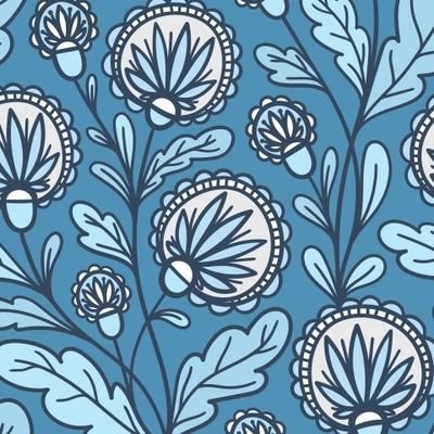 КРУГЛЫЕ ЦВЕТЫ В ГОЛУБЫХ ТОНАХ