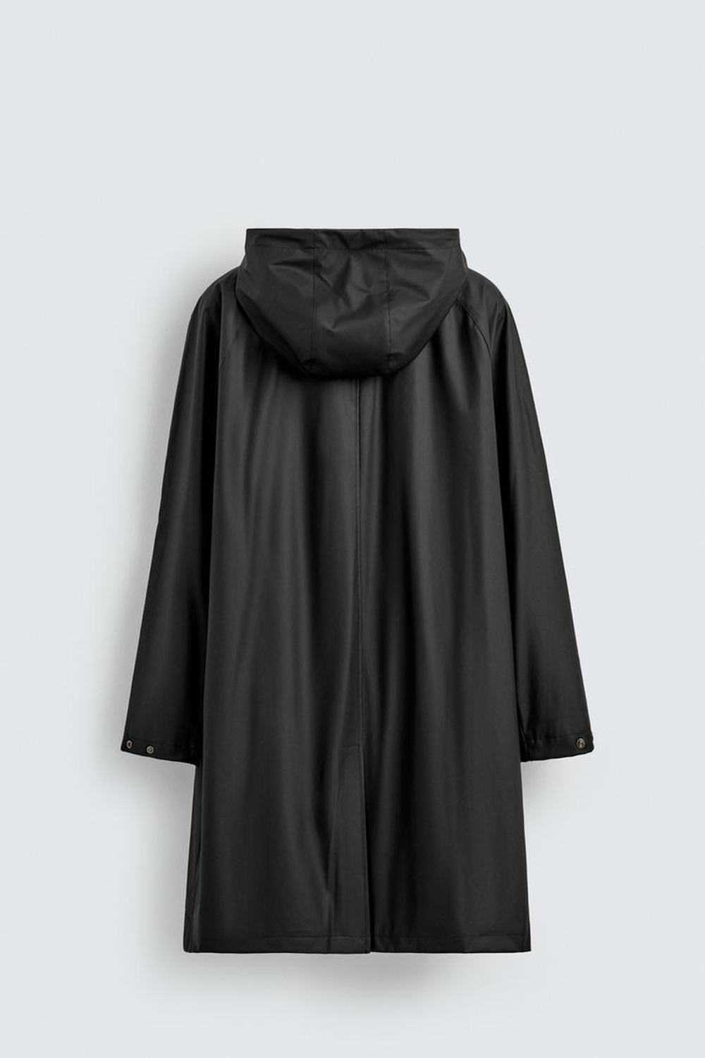 ZARA ПРОРЕЗИНЕННАЯ ПАРКА С КАПЮШОНОМ, ЧЕРНЫЙ