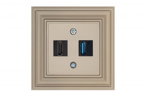 Розетка HDMI USB кремовая омбре LIREGUS RETRO