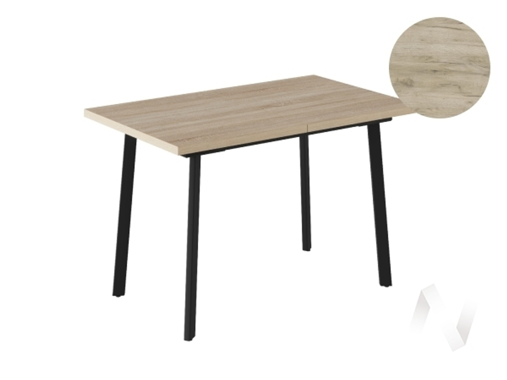 Стол раздвижной Берген (опоры черный/ЛДСП дуб крафт серый; кромка дуб крафт серый)