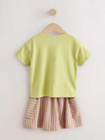 Футболка и юбка в комплекте для девочки Next AG9-822, Розовый, Салатовый