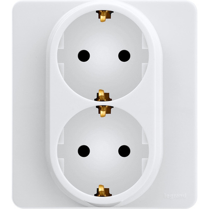 Розетка двойная с заземлением без шторок в сборе 16А 250В белый Inspiria Legrand